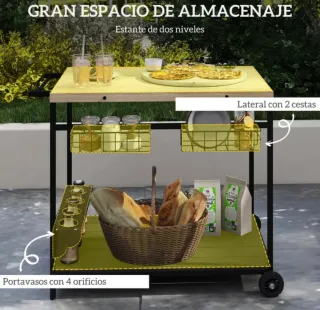 A ESTRENAR Mesa Camarera carro con Ruedas