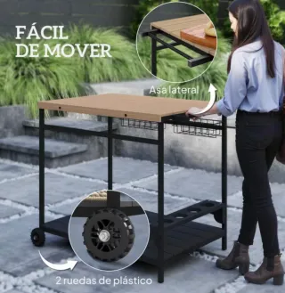 A ESTRENAR Mesa Camarera carro con Ruedas