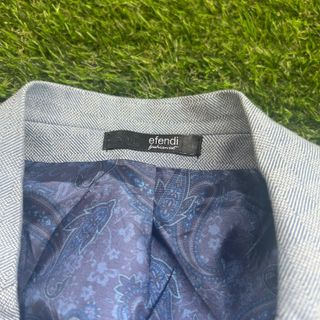 Chaqueta y chaleco traje gris azul