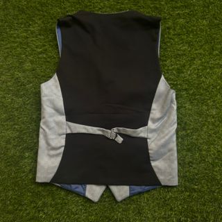 Chaqueta y chaleco traje gris azul