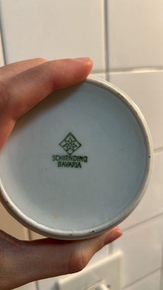 Juego de café porcelana naranja y blanco años 70