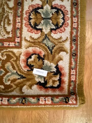 Alfombra de lana 100% floral beige y rosa