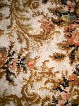 Alfombra de lana 100% floral beige y rosa