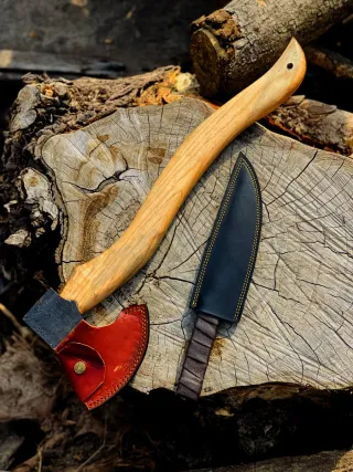 Hacha Bushcraft Acero Carbono + Cuchillo