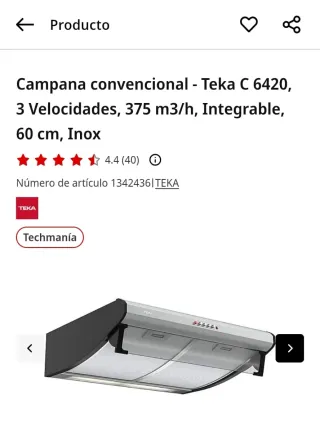 Campana Teka C 6420 Inox 60cm