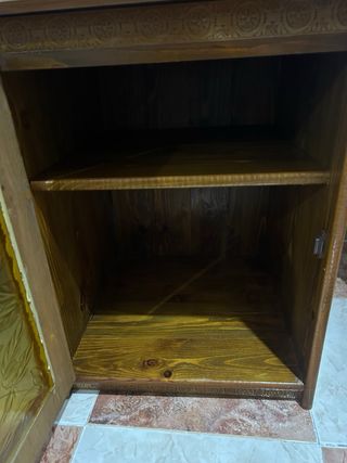 Mueble de salón madera y cristal