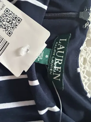 Vestido Ralph Lauren Rayas Azul Marino Blanco