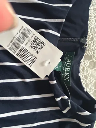 Vestido Ralph Lauren Rayas Azul Marino Blanco