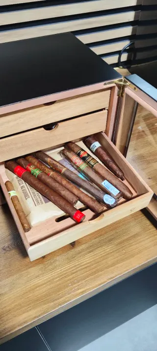 Humidor per sigari con 4 vassoi.