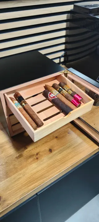 Humidor per sigari con 4 vassoi.