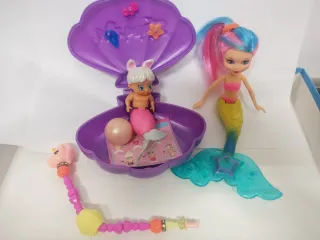 Lote Muñecas Sirena y Bebé con Accesorios