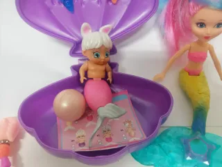 Lote Muñecas Sirena y Bebé con Accesorios