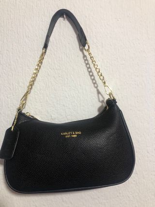 Bolso Negro Karley & Bag Cadena Dorada