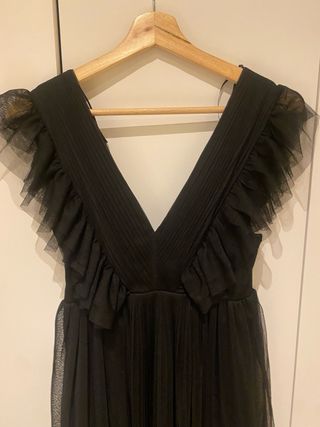 Vestido Mango Negro Volantes Tul