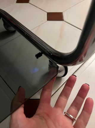 Mesa auxiliar vintage años 70 con ruedas y vidrio