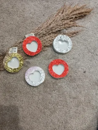 Portafoto Glitter Cuore Rosso Argento Oro