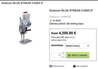 CORTADORA VERTICAL DE TEJIDOS BLUE STREAK II