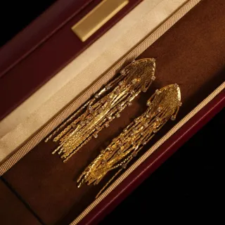 Pendientes largos dorados con pedrería