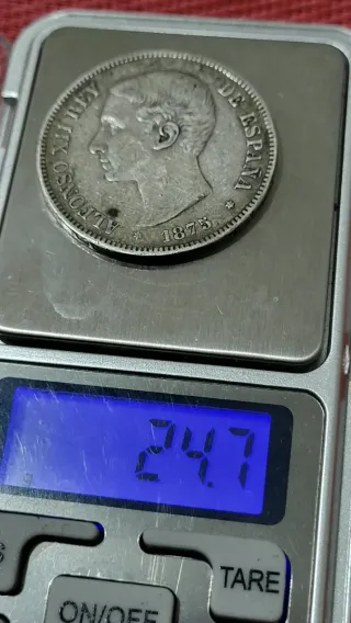 Moneda Plata Alfonso XII Rey 1875