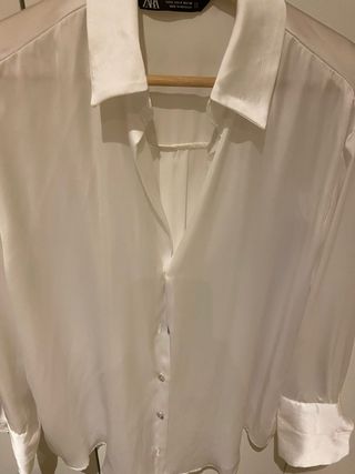 Camisa Zara Blanca Manga Larga
