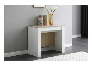 Consola mesa extensible roble y blanco
