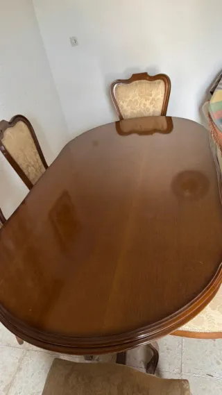 Mesa y 6 Sillas Cerezo Estilo Isabelino