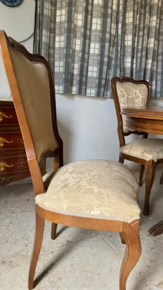 Mesa y 6 Sillas Cerezo Estilo Isabelino