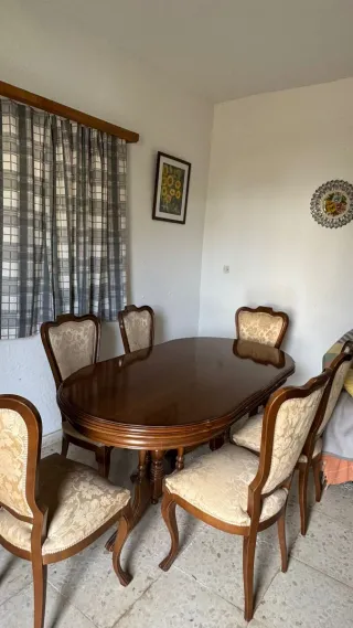 Mesa y 6 Sillas Cerezo Estilo Isabelino