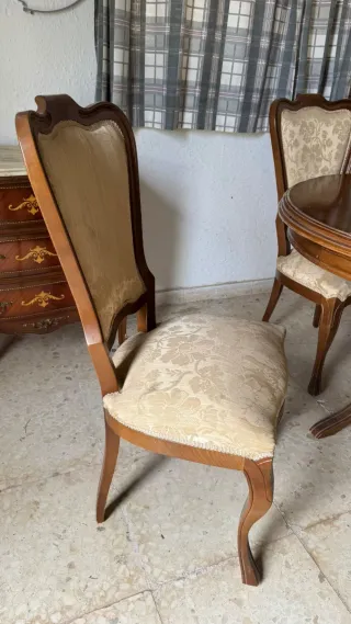 Mesa y 6 Sillas Cerezo Estilo Isabelino