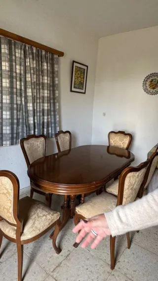 Mesa y 6 Sillas Cerezo Estilo Isabelino