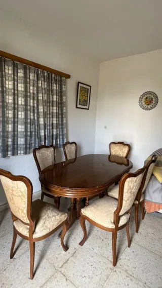 Mesa y 6 Sillas Cerezo Estilo Isabelino