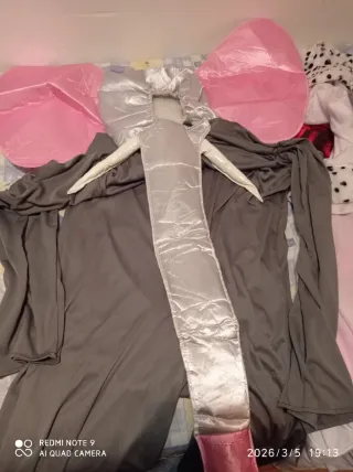 Disfraz Elefante Talla Única Gris/Rosa