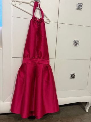 Vestido fiesta rosa, con etiqueta, talla 38.