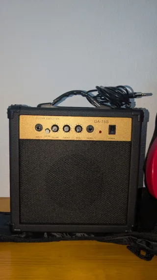 Kit guitarra eléctrica, amplificador y accesorios