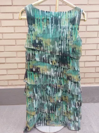 Vestido volantes verde multicolor talla L