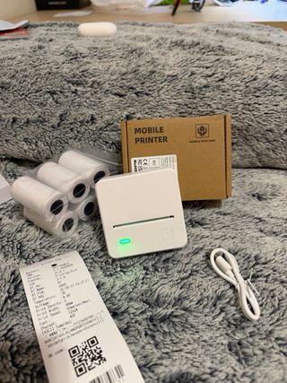 Impresora Portátil Blanca + 6 Rollos