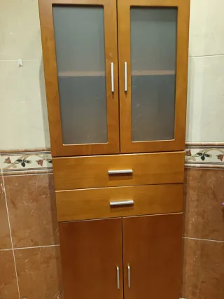 Mueble de baño madera y cristal