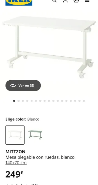 Mesa plegable con ruedas IKEA MITTZON