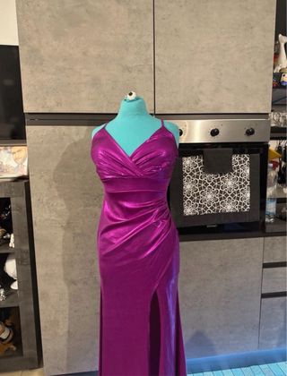 Abito elegante viola lucido donna taglia S