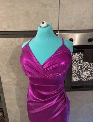 Abito elegante viola lucido donna taglia S