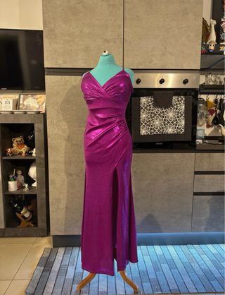 Abito elegante viola lucido donna taglia S