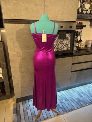 Abito elegante viola lucido donna taglia S