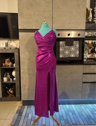 Abito elegante viola lucido donna taglia S