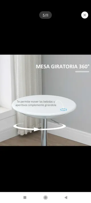 Mesa redonda giratoria regulable