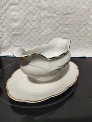 Salsera Vintage Porcelana Santa Clara Dorada