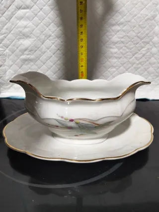 Salsera Vintage Porcelana Santa Clara Dorada