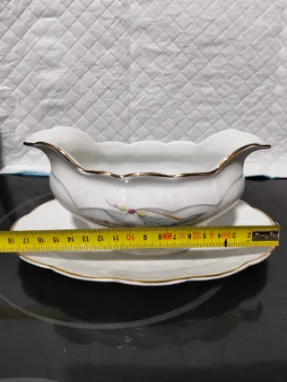 Salsera Vintage Porcelana Santa Clara Dorada