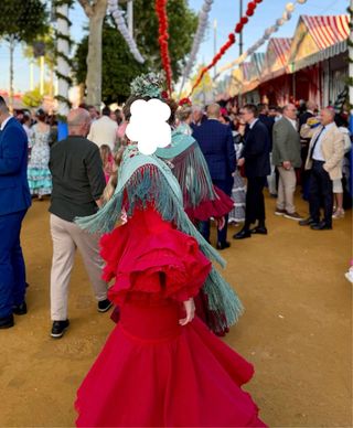 Vestido Flamenca Rojo Hecho a Mano