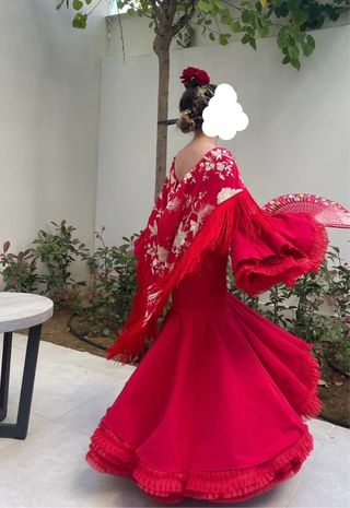 Vestido Flamenca Rojo Hecho a Mano