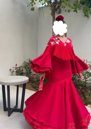 Vestido Flamenca Rojo Hecho a Mano